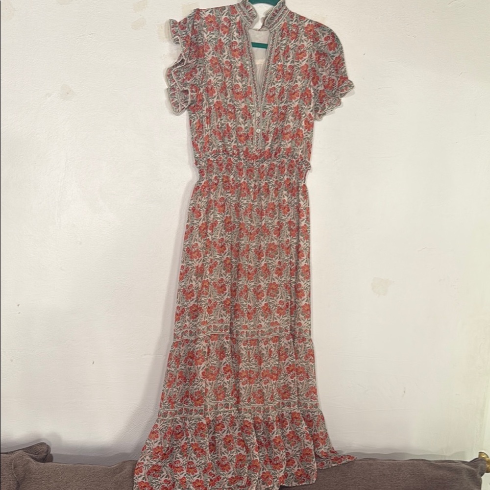 MAX STUDIO  LONDON Floral Red and Gray Maxi Dress